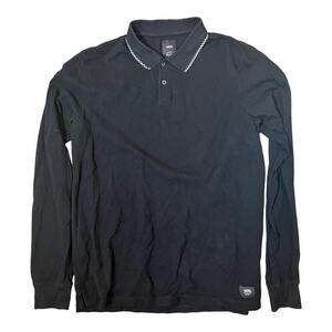 Vans black long sleeve shirt checker collar 100% cotton medium